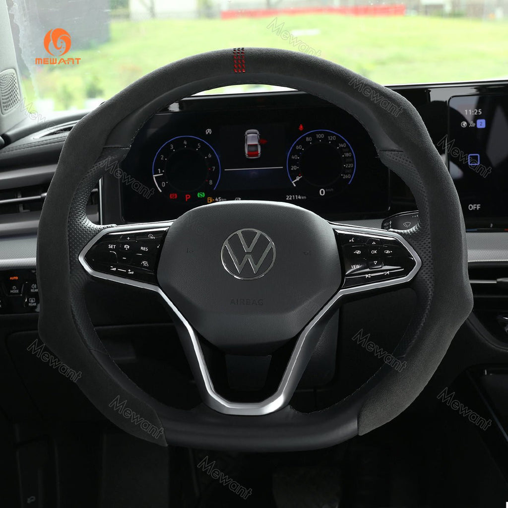 MEWANT Alcantara Universal Car Steering Wheel Cover for Most Volkswagen VW BMW Audi Toyota Honda... - Alcantara, Leather, Carbon Fiber, Easy Install, Non - Slip, Best Steering Wheel Cover