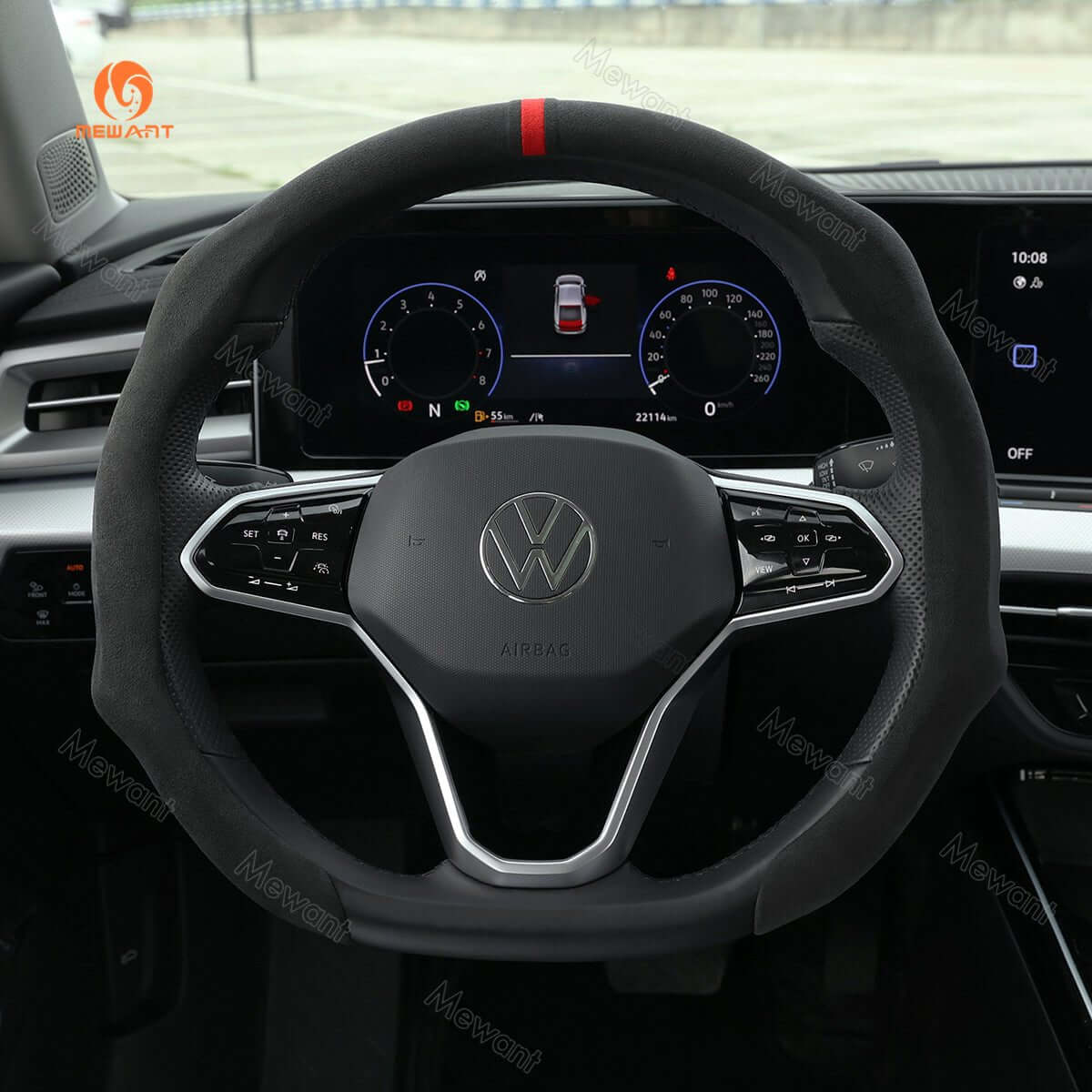 MEWANT Alcantara Universal Car Steering Wheel Cover for Most Volkswagen VW BMW Audi Toyota Honda... - Alcantara, Leather, Carbon Fiber, Easy Install, Non - Slip, Best Steering Wheel Cover