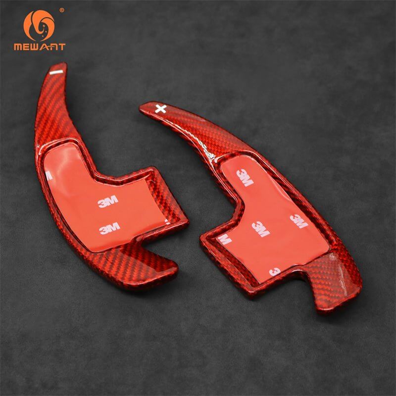 Mewant Aluminum Alloy Carbon Fiber Steering Wheel Shift Paddle for 2015+ Ford Mustang models - Alcantara, Leather, Carbon Fiber, Easy Install, Non - Slip, Best Steering Wheel Cover