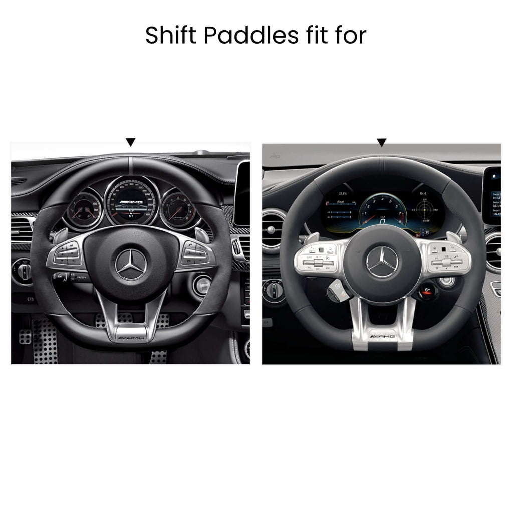 Mewant Aluminum Alloy Carbon Fiber Steering Wheel Shift Paddle for AMG GT C190 R190 2016 - 2019/AMG C 63 W205 2015 - 2018/AMG C 63 S W205 2015 - 2018/AMG CLA 45 C117 2015 - 2019 - Alcantara, Leather, Carbon Fiber, Easy Install, Non - Slip, Best Steering Wheel Cover