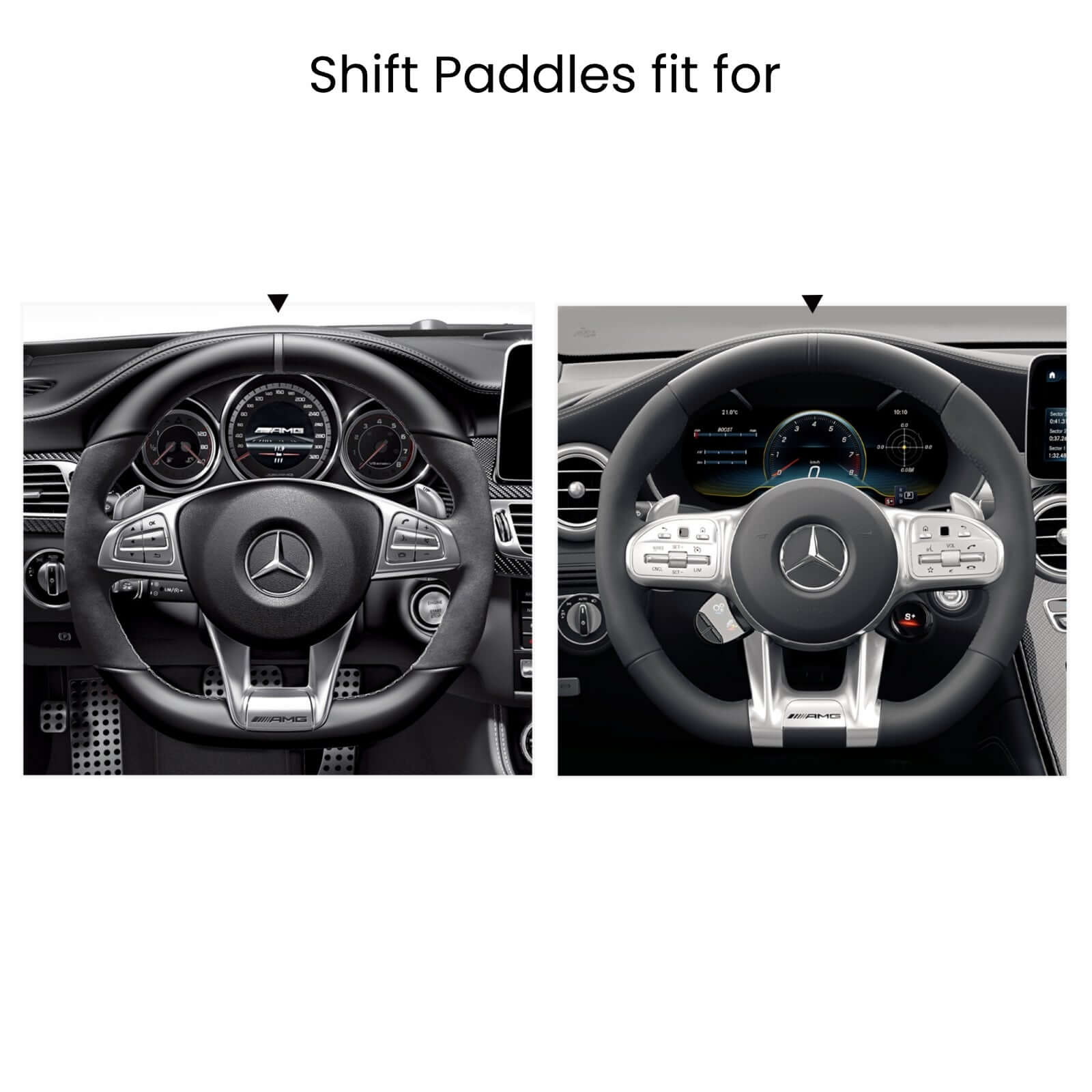 Mewant Aluminum Alloy Carbon Fiber Steering Wheel Shift Paddle for AMG GT C190 R190 2016 - 2019/AMG C 63 W205 2015 - 2018/AMG C 63 S W205 2015 - 2018/AMG CLA 45 C117 2015 - 2019 - Alcantara, Leather, Carbon Fiber, Easy Install, Non - Slip, Best Steering Wheel Cover