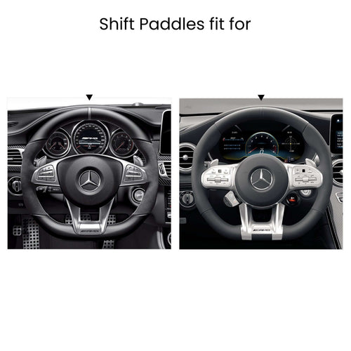 Mewant Aluminum Alloy Carbon Fiber Steering Wheel Shift Paddle for AMG GT C190 R190 2016 - 2019/AMG C 63 W205 2015 - 2018/AMG C 63 S W205 2015 - 2018/AMG CLA 45 C117 2015 - 2019 - Alcantara, Leather, Carbon Fiber, Easy Install, Non - Slip, Best Steering Wheel Cover