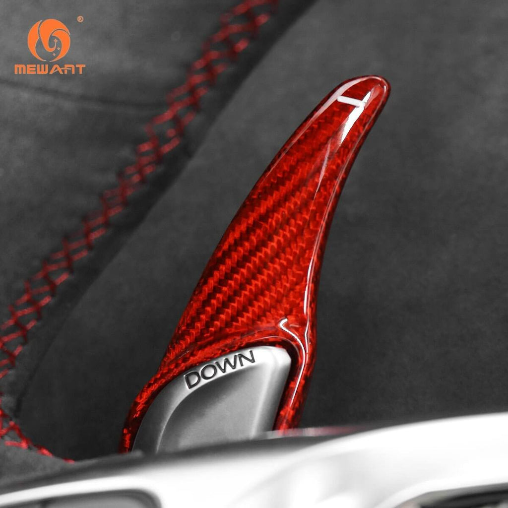 Mewant Aluminum Alloy Carbon Fiber Steering Wheel Shift Paddle for AMG GT C190 R190 2016 - 2019/AMG C 63 W205 2015 - 2018/AMG C 63 S W205 2015 - 2018/AMG CLA 45 C117 2015 - 2019 - Alcantara, Leather, Carbon Fiber, Easy Install, Non - Slip, Best Steering Wheel Cover