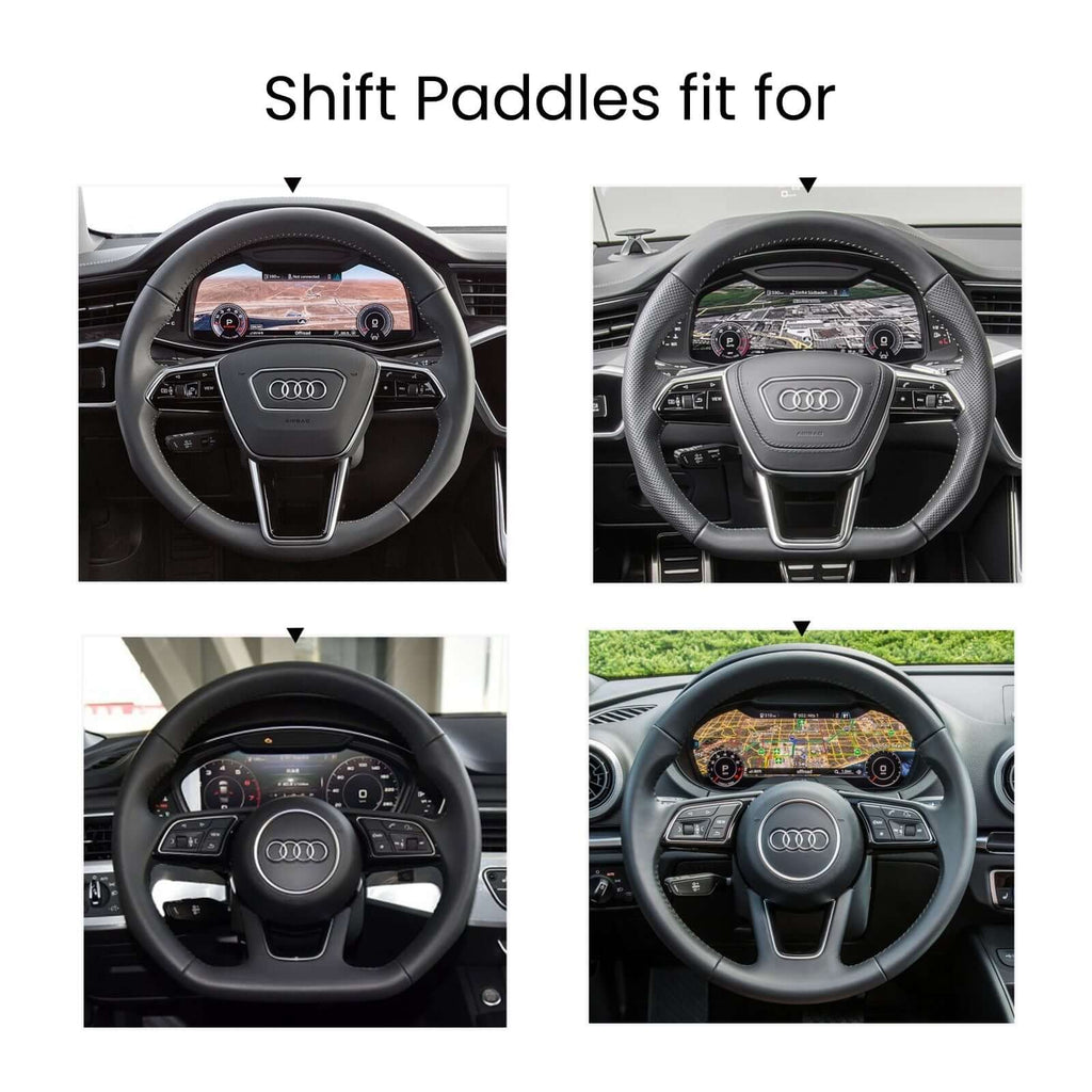 Mewant Aluminum Alloy Carbon Fiber Steering Wheel Shift Paddle for AUDI A3 / A4 Allroad / A4 / A5 / Q3 / Q5 / Q7 / Q8 / RS 5 / RS Q8 / S3 / S4 / S5 / SQ5 / SQ7 - Alcantara, Leather, Carbon Fiber, Easy Install, Non - Slip, Best Steering Wheel Cover