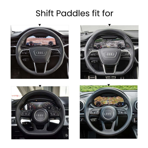 Mewant Aluminum Alloy Carbon Fiber Steering Wheel Shift Paddle for AUDI A3 / A4 Allroad / A4 / A5 / Q3 / Q5 / Q7 / Q8 / RS 5 / RS Q8 / S3 / S4 / S5 / SQ5 / SQ7 - Alcantara, Leather, Carbon Fiber, Easy Install, Non - Slip, Best Steering Wheel Cover