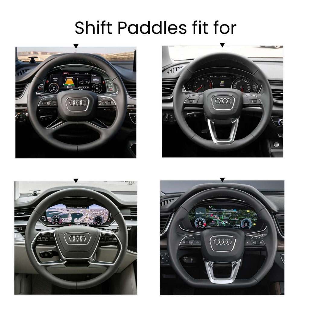 Mewant Aluminum Alloy Carbon Fiber Steering Wheel Shift Paddle for AUDI A3 / A4 Allroad / A4 / A5 / Q3 / Q5 / Q7 / Q8 / RS 5 / RS Q8 / S3 / S4 / S5 / SQ5 / SQ7 - Alcantara, Leather, Carbon Fiber, Easy Install, Non - Slip, Best Steering Wheel Cover