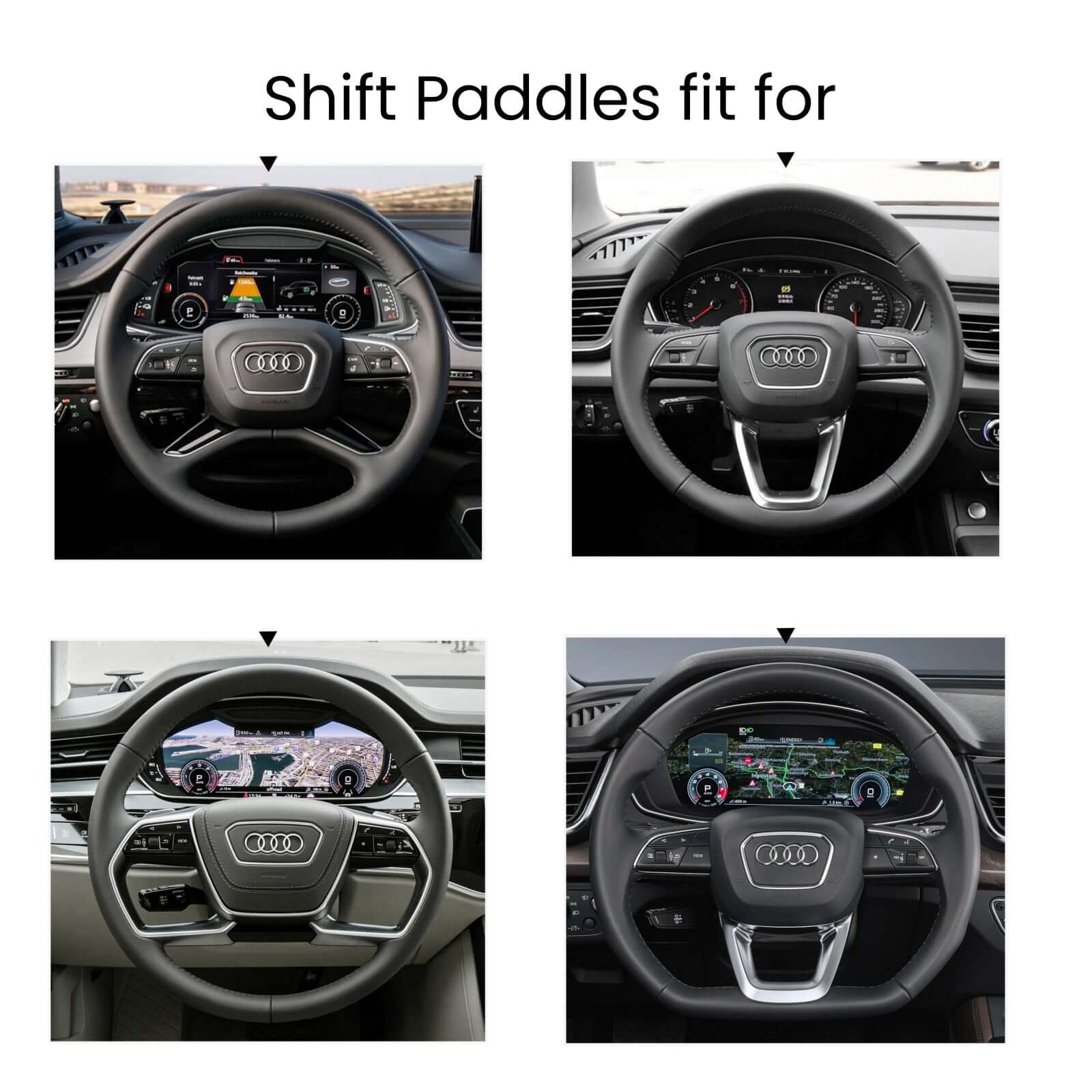 Mewant Aluminum Alloy Carbon Fiber Steering Wheel Shift Paddle for AUDI A3 / A4 Allroad / A4 / A5 / Q3 / Q5 / Q7 / Q8 / RS 5 / RS Q8 / S3 / S4 / S5 / SQ5 / SQ7 - Alcantara, Leather, Carbon Fiber, Easy Install, Non - Slip, Best Steering Wheel Cover