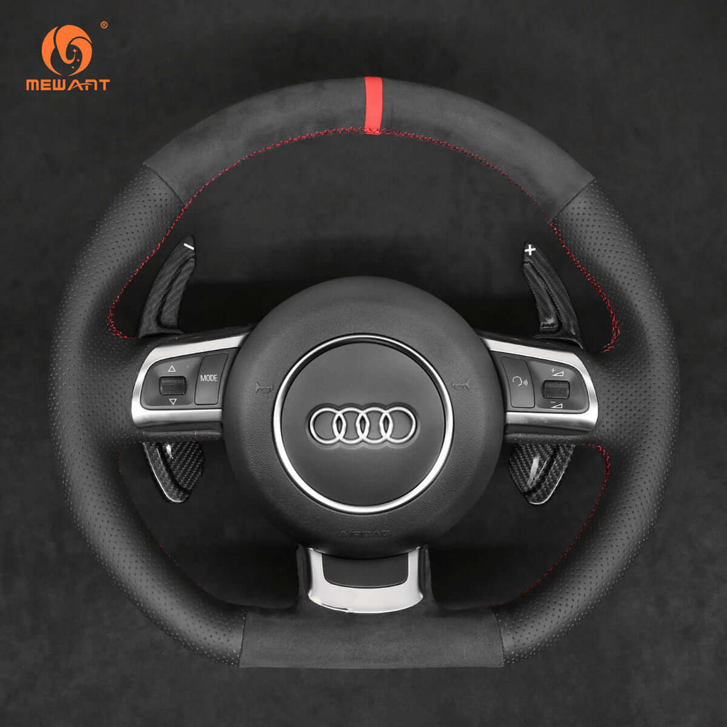 Mewant Aluminum Alloy Carbon Fiber Steering Wheel Shift Paddle for Audi R8 2008 - 2010 /TT 2008 - 2015/A3 2006 - 2013/A4 (B8) 2005 - 2012/A3 (8P) 2006 - 2013/A4 (B8) 2005 - 2012RS 4 2007 - 2008/S4 2006 - 2012 - Alcantara, Leather, Carbon Fiber, Easy Install, Non - Slip, Best Steering Wheel Cover