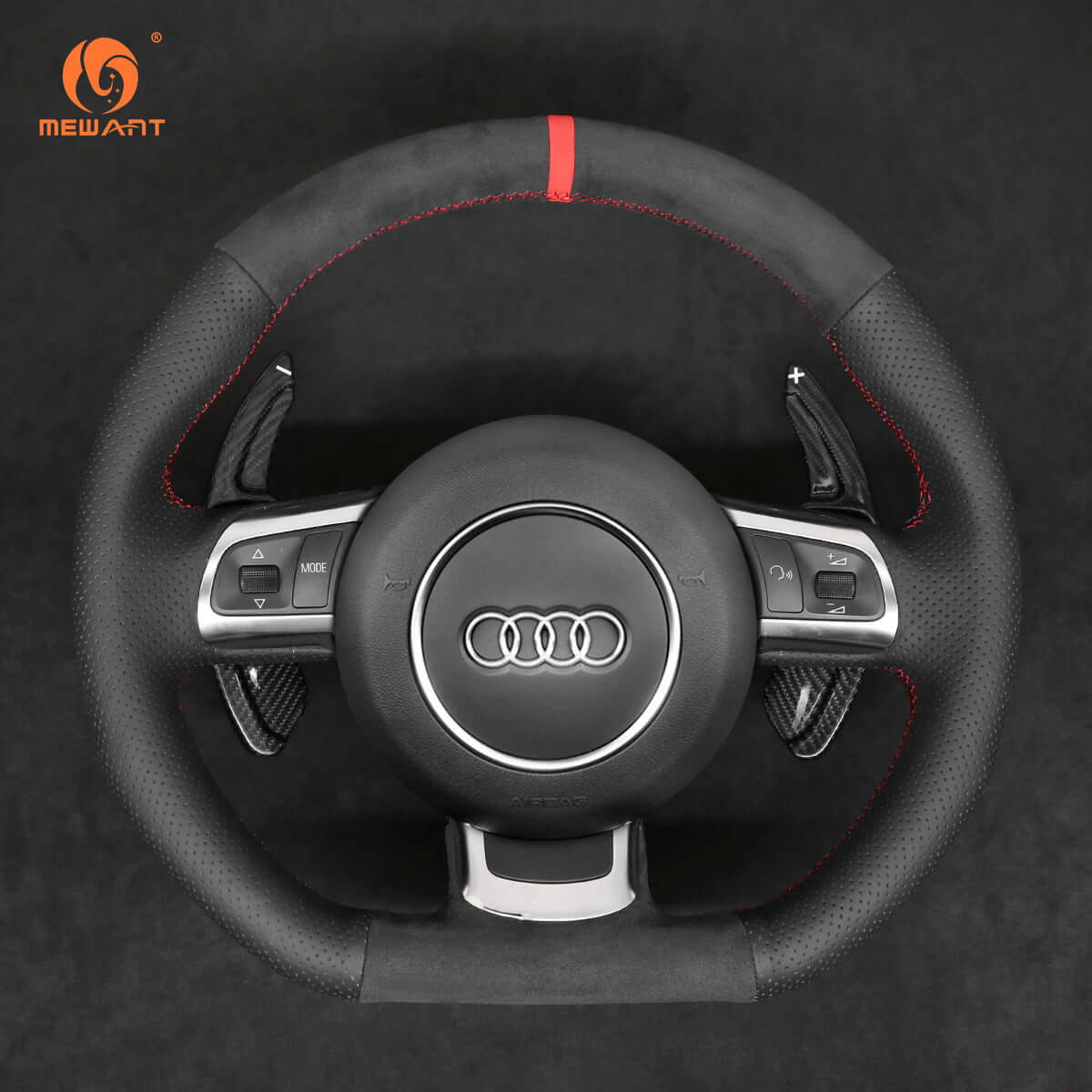 Mewant Aluminum Alloy Carbon Fiber Steering Wheel Shift Paddle for Audi R8 2008 - 2010 /TT 2008 - 2015/A3 2006 - 2013/A4 (B8) 2005 - 2012/A3 (8P) 2006 - 2013/A4 (B8) 2005 - 2012RS 4 2007 - 2008/S4 2006 - 2012 - Alcantara, Leather, Carbon Fiber, Easy Install, Non - Slip, Best Steering Wheel Cover
