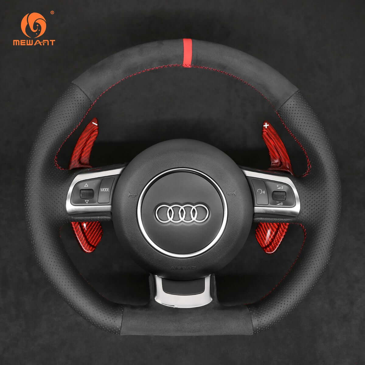 Mewant Aluminum Alloy Carbon Fiber Steering Wheel Shift Paddle for Audi R8 2008 - 2010 /TT 2008 - 2015/A3 2006 - 2013/A4 (B8) 2005 - 2012/A3 (8P) 2006 - 2013/A4 (B8) 2005 - 2012RS 4 2007 - 2008/S4 2006 - 2012 - Alcantara, Leather, Carbon Fiber, Easy Install, Non - Slip, Best Steering Wheel Cover
