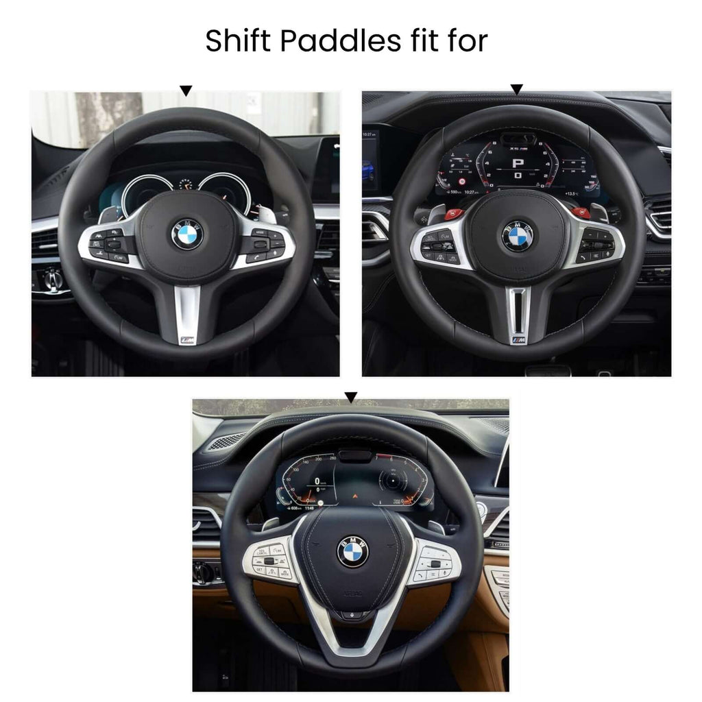 Mewant Aluminum Alloy Carbon Fiber Steering Wheel Shift Paddle for BMW 2 Series F44/F45/F46 /3 Series G20/G21 /4 Series G22/G23 /5 Series G30/G31 /6 Series G32 /7 Series G11/G12 /8 Series G14/G15/G16 /X3 G01 /X4 G02 /X5 G05 /X6 G06 /X7 G07 /Z4 G29 - Alcantara, Leather, Carbon Fiber, Easy Install, Non - Slip, Best Steering Wheel Cover