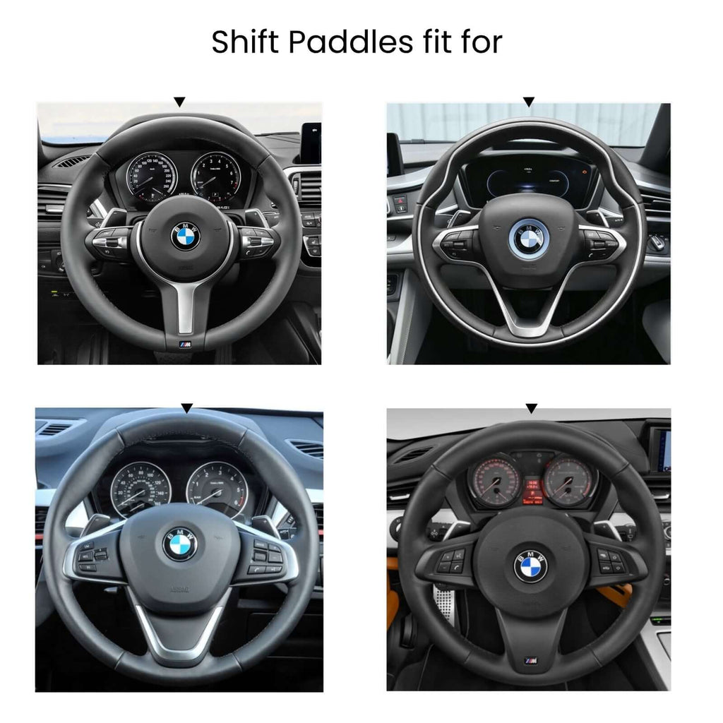Mewant Aluminum Alloy Carbon Fiber Steering Wheel Shift Paddle for BMW (M Sport) 2 Series F22 / F23 /3 Series F30 / F34 /4 Series F32 / F33/ F36 /5 Series F10 / F07/6 Series F12 / F13 / F06 /X2 F39 /X3 F25 /X4 F26 /X5 F15 /X6 F16 - Alcantara, Leather, Carbon Fiber, Easy Install, Non - Slip, Best Steering Wheel Cover