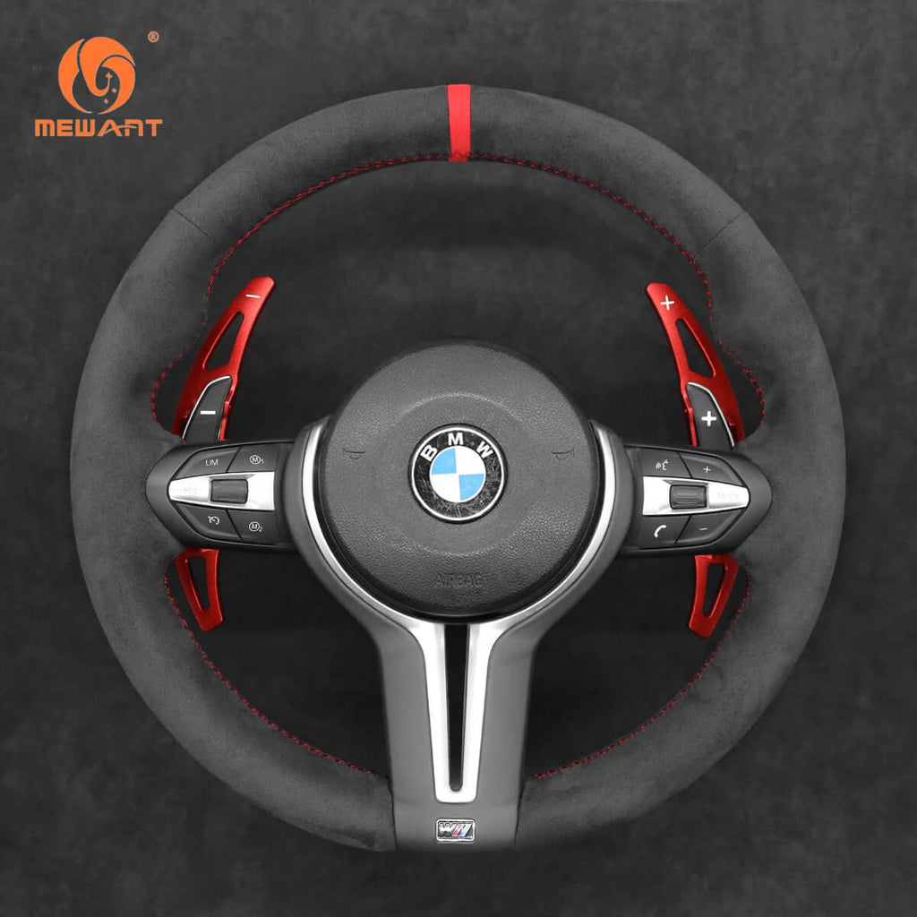 Mewant Aluminum Alloy Carbon Fiber Steering Wheel Shift Paddle for BMW M2 F87 2016 - 2021 /M3 F80 2014 - 2019 /M4 F82/F83 2014 - 2020 /M6 F06/F12/F13 2021 - 2018 - Alcantara, Leather, Carbon Fiber, Easy Install, Non - Slip, Best Steering Wheel Cover