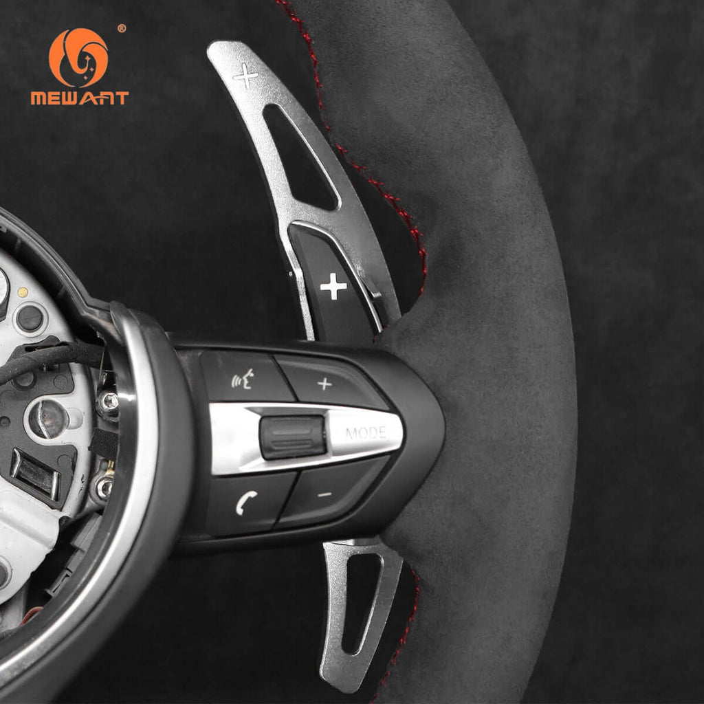 Mewant Aluminum Alloy Carbon Fiber Steering Wheel Shift Paddle for BMW M2 F87 2016 - 2021 /M3 F80 2014 - 2019 /M4 F82/F83 2014 - 2020 /M6 F06/F12/F13 2021 - 2018 - Alcantara, Leather, Carbon Fiber, Easy Install, Non - Slip, Best Steering Wheel Cover