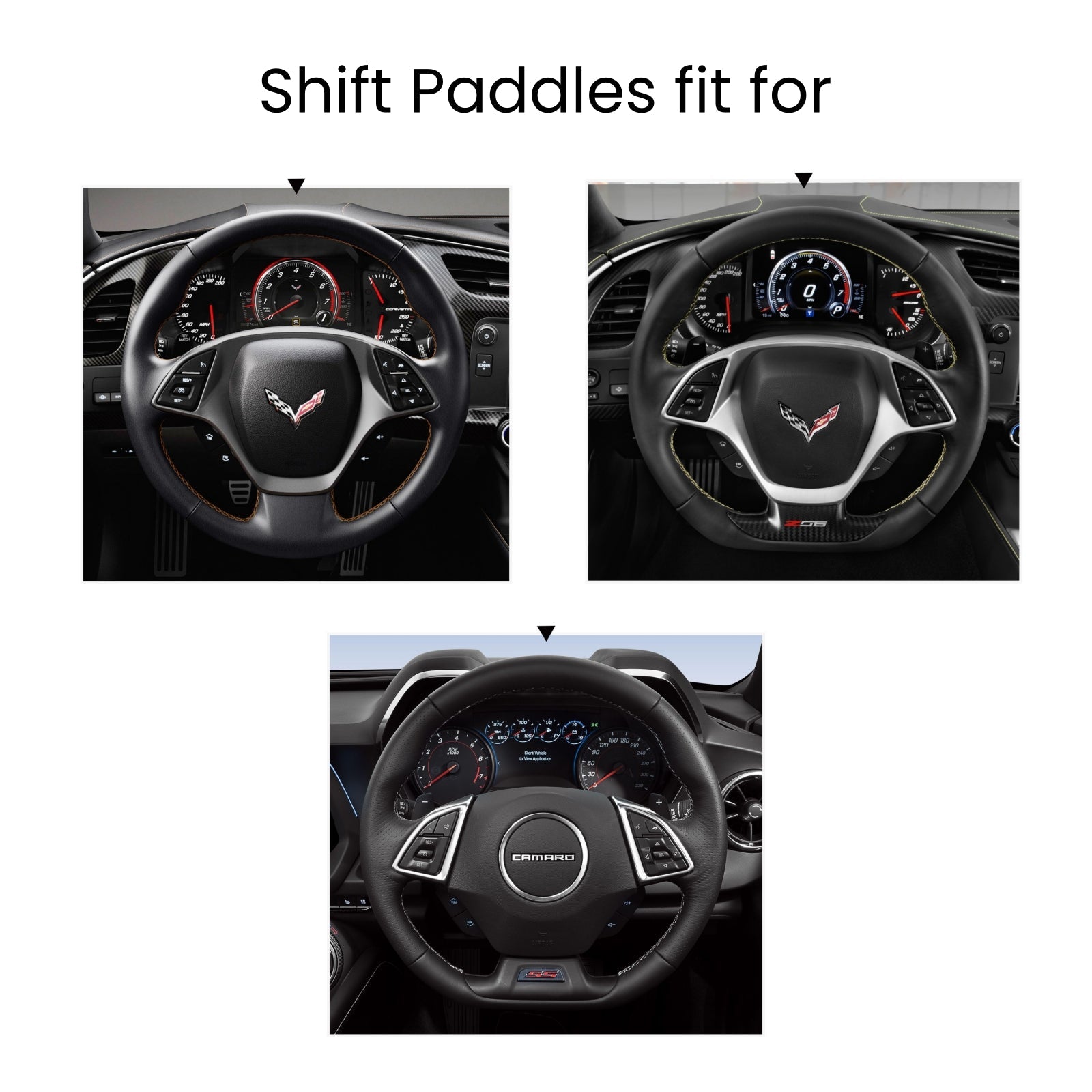 Mewant Aluminum Alloy Carbon Fiber Steering Wheel Shift Paddle for Chevrolet Corvette C7 Stingray 2014 - 2019 / Z06 ZR1 and Grand Sport 2014 - 2019 /2016+ Camaro - Mewant Cover