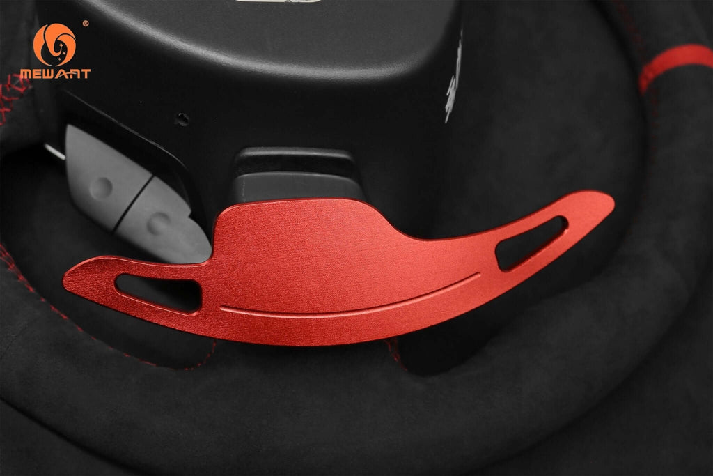 Mewant Aluminum Alloy Carbon Fiber Steering Wheel Shift Paddle for Chevrolet Corvette C7 Stingray 2014 - 2019 / Z06 ZR1 and Grand Sport 2014 - 2019 /2016+ Camaro - Alcantara, Leather, Carbon Fiber, Easy Install, Non - Slip, Best Steering Wheel Cover