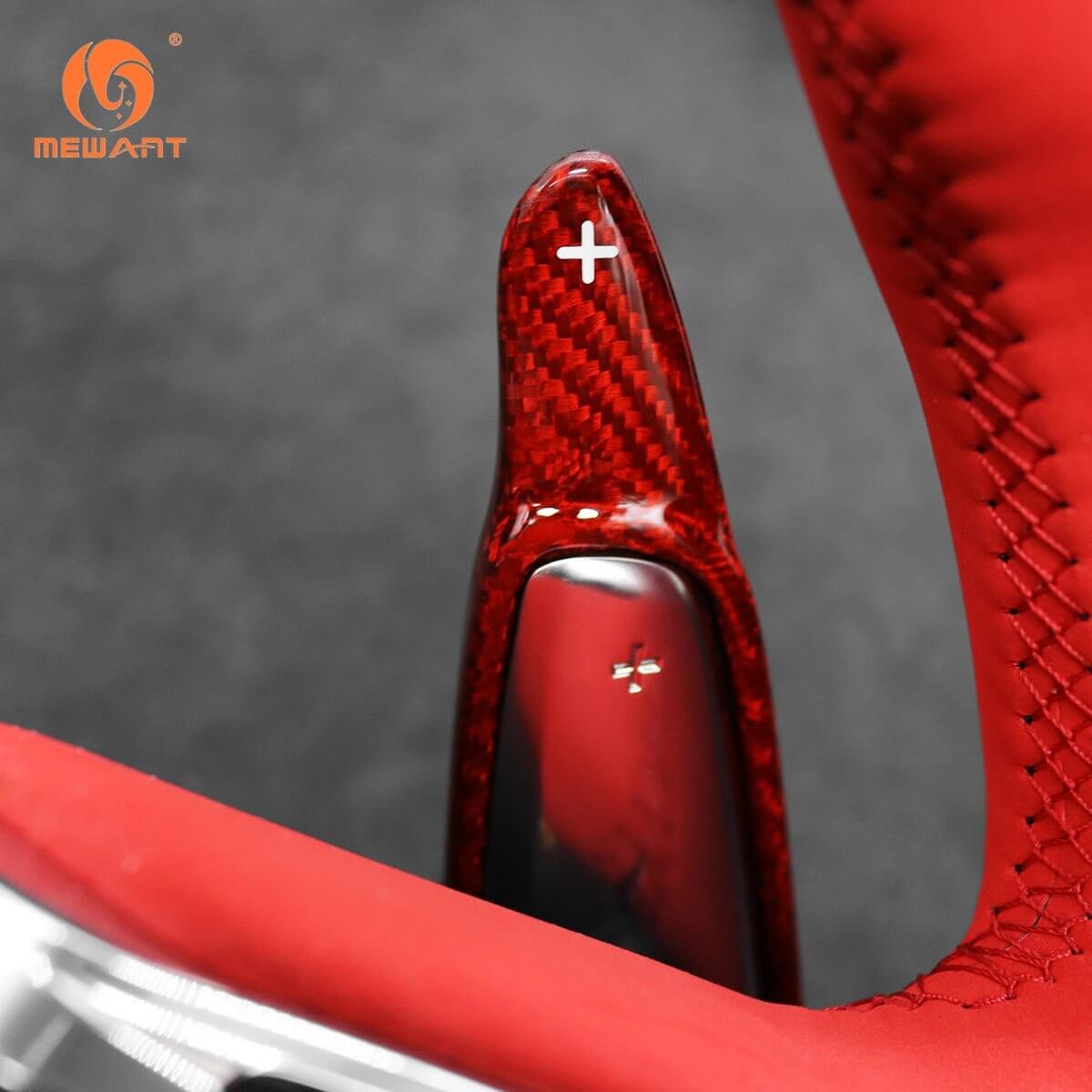 Mewant Aluminum Alloy Carbon Fiber Steering Wheel Shift Paddle for Chevrolet Corvette C8 models (2020 - 2023) - Alcantara, Leather, Carbon Fiber, Easy Install, Non - Slip, Best Steering Wheel Cover