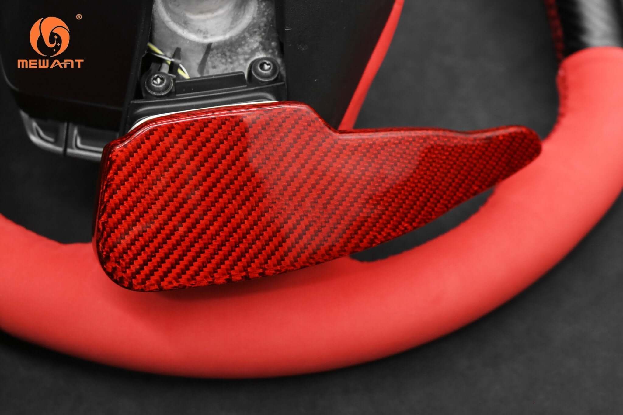 Mewant Aluminum Alloy Carbon Fiber Steering Wheel Shift Paddle for Chevrolet Corvette C8 models (2020 - 2023) - Alcantara, Leather, Carbon Fiber, Easy Install, Non - Slip, Best Steering Wheel Cover