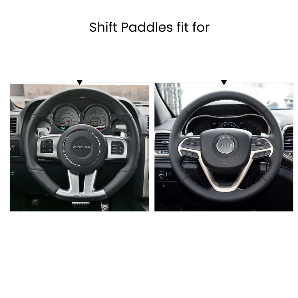 Mewant Aluminum Alloy Carbon Fiber Steering Wheel Shift Paddle for Dodge Challenger Charger Durango RT & Scat Pack 2015 - 2021, For Jeep Grand Cherokee 2014 - 2021 - Alcantara, Leather, Carbon Fiber, Easy Install, Non - Slip, Best Steering Wheel Cover