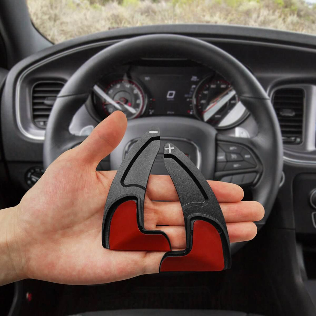 Mewant Aluminum Alloy Carbon Fiber Steering Wheel Shift Paddle for Dodge Challenger Charger Durango RT & Scat Pack 2015 - 2021, For Jeep Grand Cherokee 2014 - 2021 - Alcantara, Leather, Carbon Fiber, Easy Install, Non - Slip, Best Steering Wheel Cover