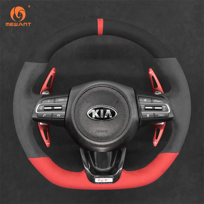 Mewant Aluminum Alloy Carbon Fiber Steering Wheel Shift Paddle for Kia Stinger - Alcantara, Leather, Carbon Fiber, Easy Install, Non - Slip, Best Steering Wheel Cover
