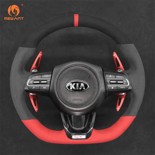 Mewant Aluminum Alloy Carbon Fiber Steering Wheel Shift Paddle for Kia Stinger - Alcantara, Leather, Carbon Fiber, Easy Install, Non - Slip, Best Steering Wheel Cover