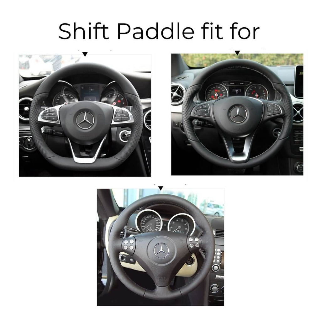 Mewant Aluminum Alloy Carbon Fiber Steering Wheel Shift Paddle for Mercedes Benz (Fits some models after 2015) - Alcantara, Leather, Carbon Fiber, Easy Install, Non - Slip, Best Steering Wheel Cover