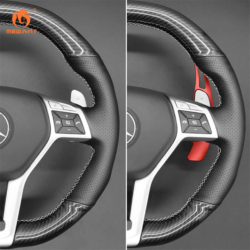 Mewant Aluminum Alloy Carbon Fiber Steering Wheel Shift Paddle for most AMG's before 2015 - Alcantara, Leather, Carbon Fiber, Easy Install, Non - Slip, Best Steering Wheel Cover