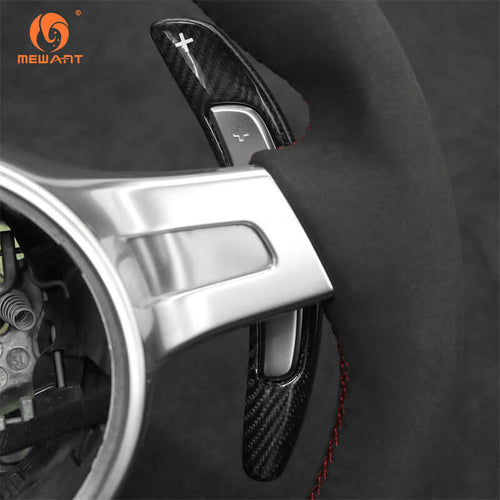 Mewant Aluminum Alloy Carbon Fiber Steering Wheel Shift Paddle for Porsche 911 Carrera / Turbo - Alcantara, Leather, Carbon Fiber, Easy Install, Non - Slip, Best Steering Wheel Cover