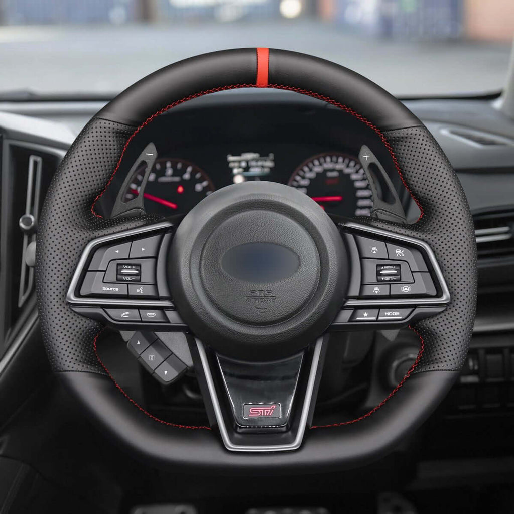 Mewant Aluminum Alloy Carbon Fiber Steering Wheel Shift Paddle for Subaru Forester / Legacy / Outback / Subaru XV (Crosstrek) / Subaru Impreza / Subaru WRX - Alcantara, Leather, Carbon Fiber, Easy Install, Non - Slip, Best Steering Wheel Cover