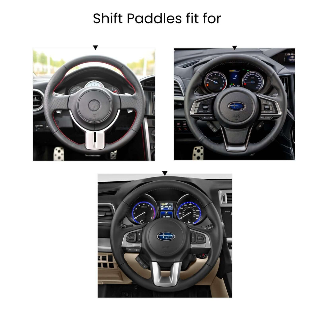 Mewant Aluminum Alloy Carbon Fiber Steering Wheel Shift Paddle for Subaru Forester / Legacy / Outback / Subaru XV (Crosstrek) / Subaru Impreza / Subaru WRX - Alcantara, Leather, Carbon Fiber, Easy Install, Non - Slip, Best Steering Wheel Cover
