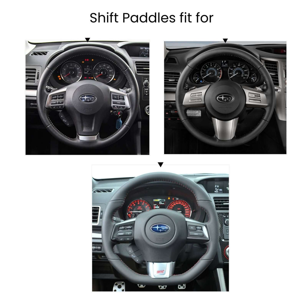 Mewant Aluminum Alloy Carbon Fiber Steering Wheel Shift Paddle for Subaru Forester / Legacy / Outback / Subaru XV (Crosstrek) / Subaru Impreza / Subaru WRX - Alcantara, Leather, Carbon Fiber, Easy Install, Non - Slip, Best Steering Wheel Cover