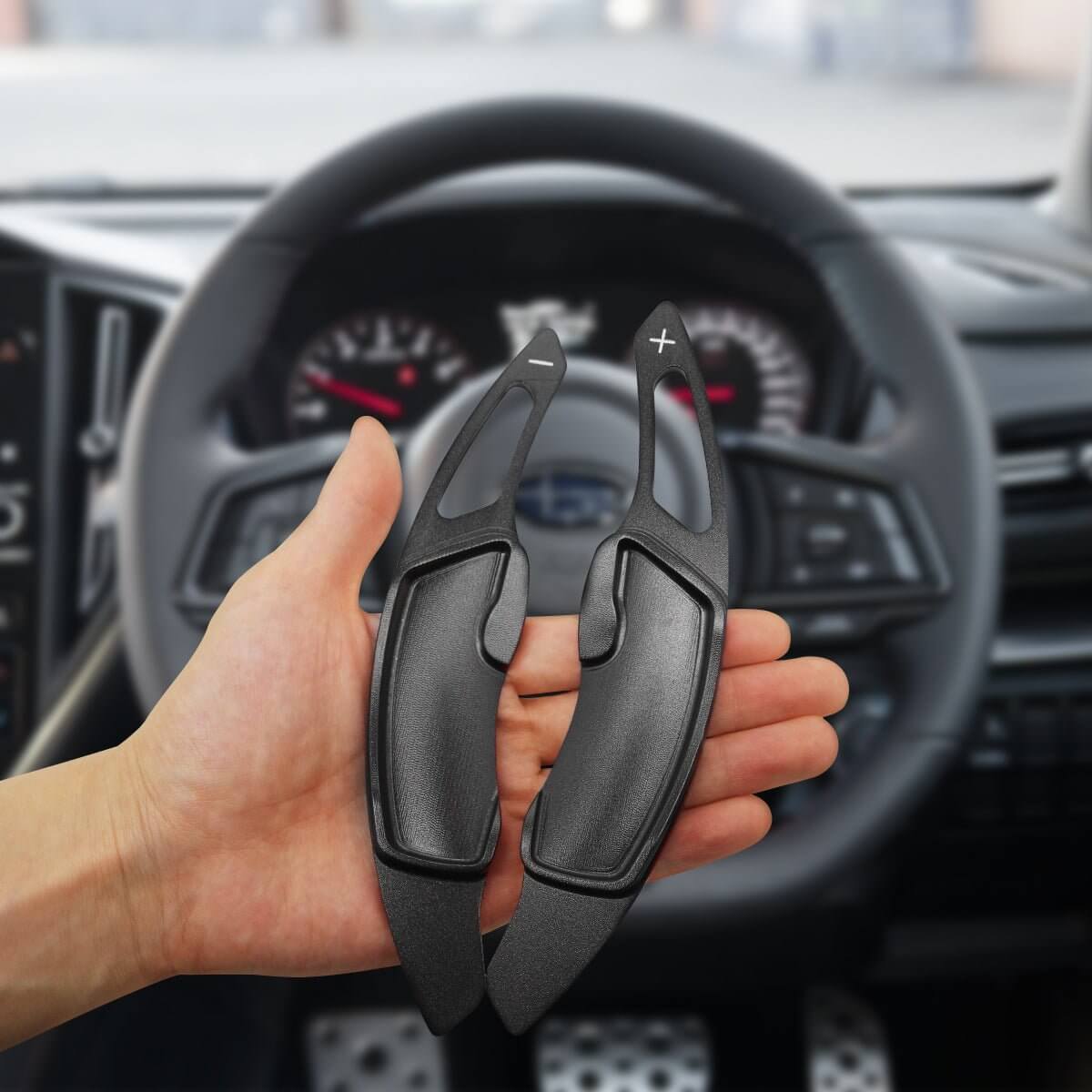Mewant Aluminum Alloy Carbon Fiber Steering Wheel Shift Paddle for Subaru Forester / Legacy / Outback / Subaru XV (Crosstrek) / Subaru Impreza / Subaru WRX - Alcantara, Leather, Carbon Fiber, Easy Install, Non - Slip, Best Steering Wheel Cover
