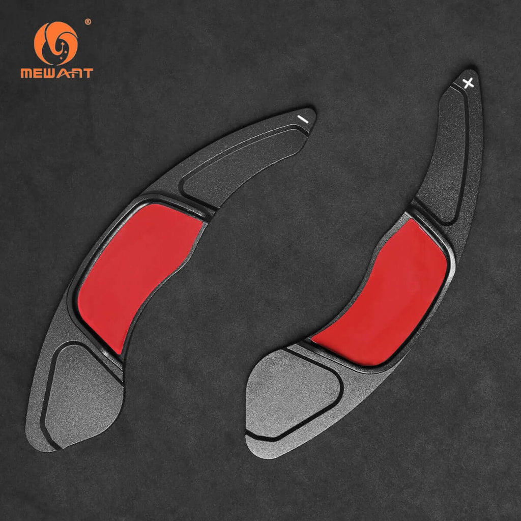 Mewant Aluminum Alloy Carbon Fiber Steering Wheel Shift Paddle for VW Glof 7 R - Line 2015 - 2019 /Glof 7 GTI 2015 - 2019 /Scirocco 2015 - 2016 /Jetta GLI/R - Line 2016 - 2019 /Lamando 2.0T GTS 2016 /POLO GTI 2016 /Variant R - Line 2016 - 2019 - Alcantara, Leather, Carbon Fiber, Easy Install, Non - Slip, Best Steering Wheel Cover