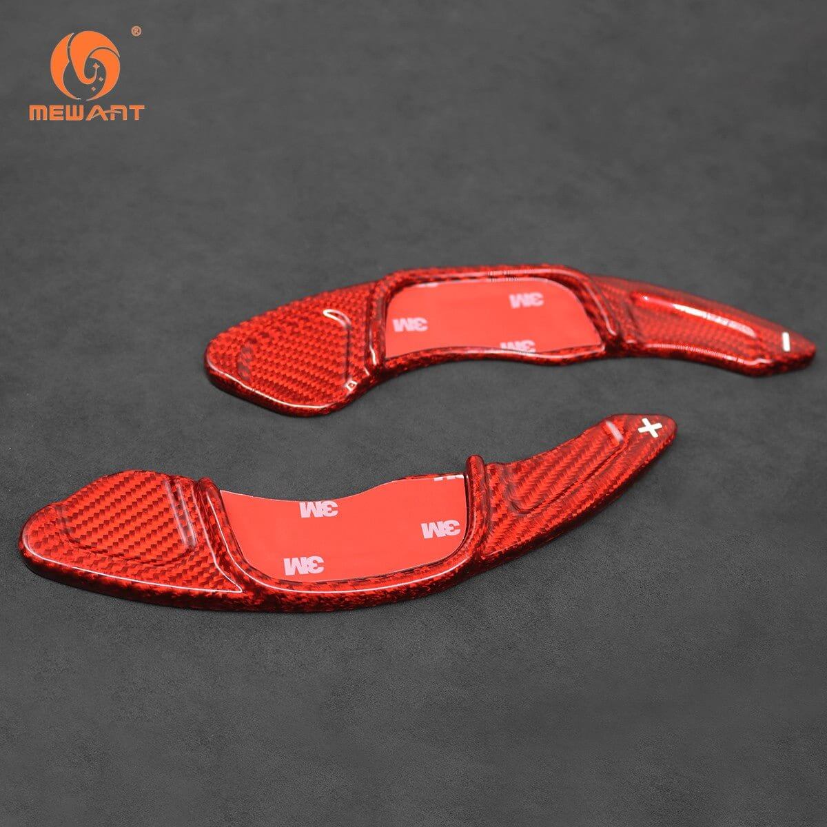 Mewant Aluminum Alloy Carbon Fiber Steering Wheel Shift Paddle for VW Glof 7 R - Line 2015 - 2019 /Glof 7 GTI 2015 - 2019 /Scirocco 2015 - 2016 /Jetta GLI/R - Line 2016 - 2019 /Lamando 2.0T GTS 2016 /POLO GTI 2016 /Variant R - Line 2016 - 2019 - Alcantara, Leather, Carbon Fiber, Easy Install, Non - Slip, Best Steering Wheel Cover