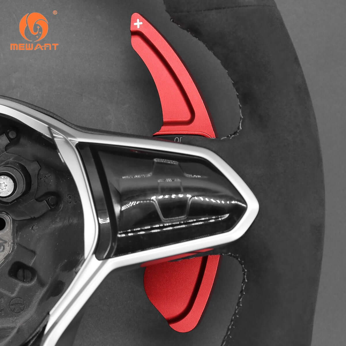 Mewant Aluminum Alloy Carbon Fiber Steering Wheel Shift Paddle for VW Golf 8 (R - Line) /Golf GTI 8 /Golf GTD 8 /Golf GTE 8 /Passat /C - TREK /Tiguan 2017 - 2023/Tharu /Atlas /Touareg /Phideon/Phideon Phev /CC /Sharan - Alcantara, Leather, Carbon Fiber, Easy Install, Non - Slip, Best Steering Wheel Cover