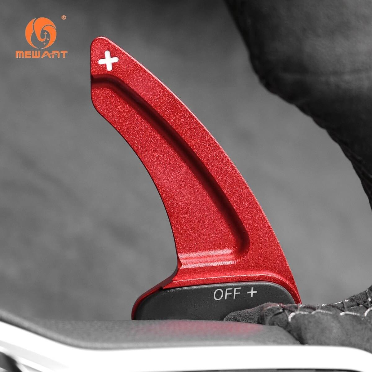 Mewant Aluminum Alloy Carbon Fiber Steering Wheel Shift Paddle for VW Golf 8 (R - Line) /Golf GTI 8 /Golf GTD 8 /Golf GTE 8 /Passat /C - TREK /Tiguan 2017 - 2023/Tharu /Atlas /Touareg /Phideon/Phideon Phev /CC /Sharan - Alcantara, Leather, Carbon Fiber, Easy Install, Non - Slip, Best Steering Wheel Cover