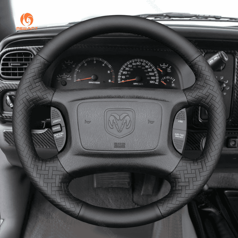 MEWANT Athsuede Car Steering Wheel Cover for Dodge Ram 1998 - 2002 - Alcantara, Leather, Carbon Fiber, Easy Install, Non - Slip, Best Steering Wheel Cover