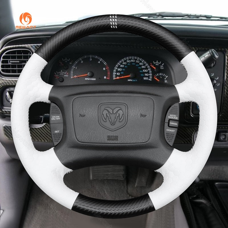 MEWANT Athsuede Car Steering Wheel Cover for Dodge Ram 1998 - 2002 - Alcantara, Leather, Carbon Fiber, Easy Install, Non - Slip, Best Steering Wheel Cover