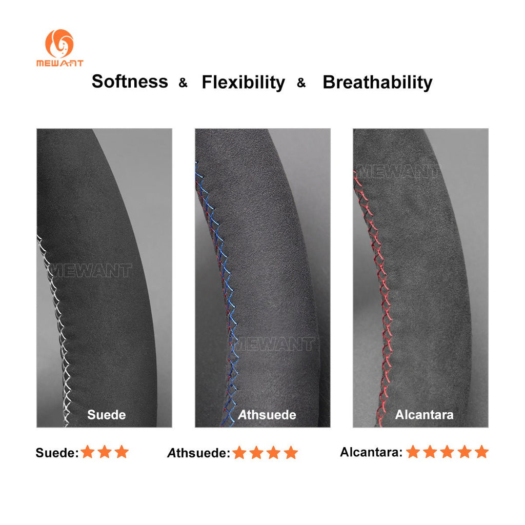 MEWANT Athsuede Car Steering Wheel Cover for Lexus IS 200t 250 300 350 F Sport RC CT 200h NX - Alcantara, Leather, Carbon Fiber, Easy Install, Non - Slip, Best Steering Wheel Cover