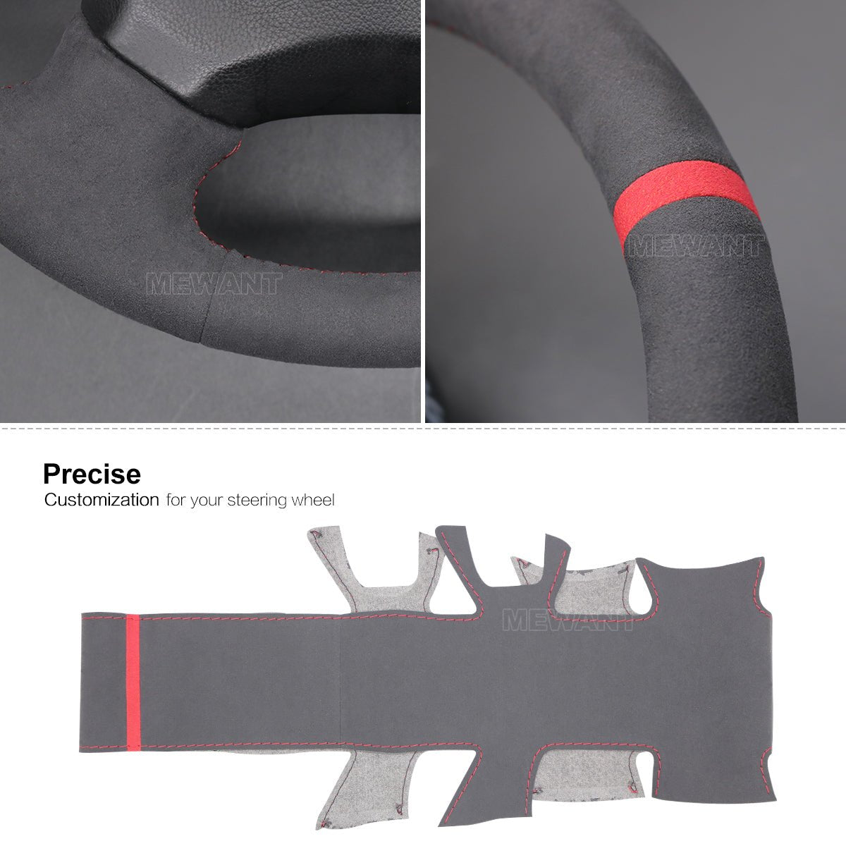 MEWANT Athsuede Car Steering Wheel Cover for Subaru Impreza WRX 2002 - 2004 - Alcantara, Leather, Carbon Fiber, Easy Install, Non - Slip, Best Steering Wheel Cover