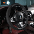 MEWANT Black Alcantara Car Steering Wheel Cover for BMW G20 F44 G22 G26 G30 G32 G11 G14 G15 G16 G01 G02 G05 G06 G07 G29 - Alcantara, Leather, Carbon Fiber, Easy Install, Non - Slip, Best Steering Wheel Cover