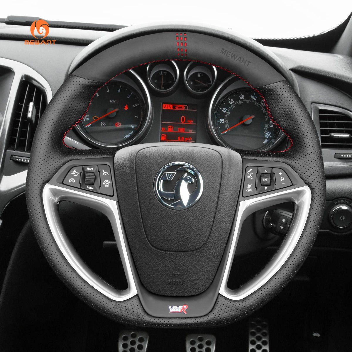 MEWANT Black Carbon Fiber Suede Leather Car Steering Wheel Cover for Opel Astra GTC OPC Vauxhall Astra GTC VXR Holden Astra VXR - Mewant Cover