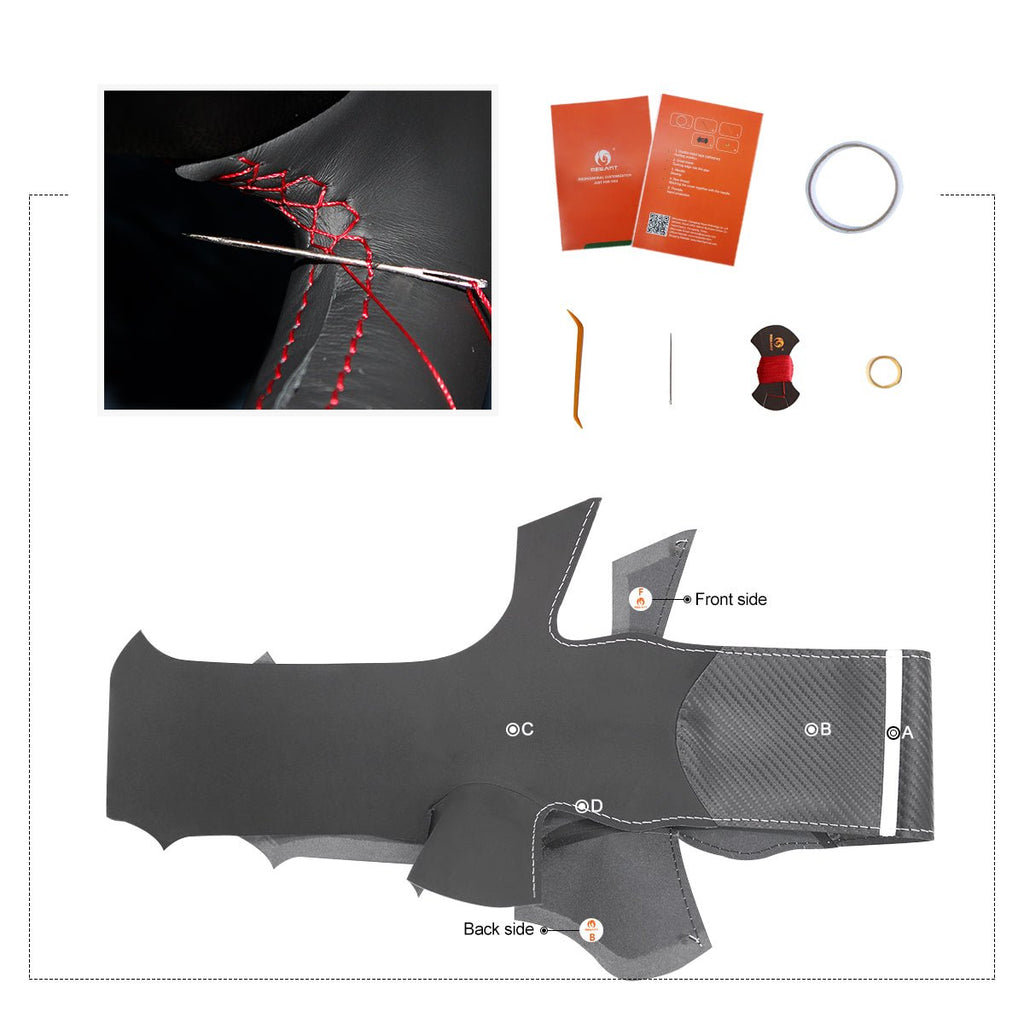 MEWANT Black Carbon Fiber Suede Leather Car Steering Wheel Cover for Opel Astra GTC OPC Vauxhall Astra GTC VXR Holden Astra VXR - Alcantara, Leather, Carbon Fiber, Easy Install, Non - Slip, Best Steering Wheel Cover