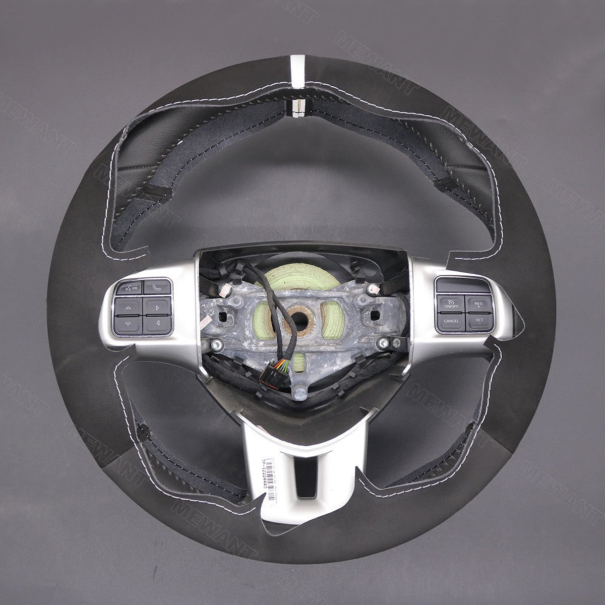 MEWANT Black Leather Car Steering Wheel Cover for Dodge Dart 2013 - 2016 / for Volkswagen VW Routan 2011 - 2012 - Alcantara, Leather, Carbon Fiber, Easy Install, Non - Slip, Best Steering Wheel Cover