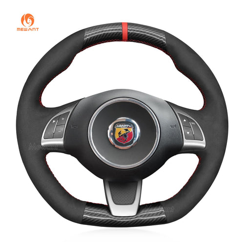 MEWANT Black Leather Car Steering Wheel Cover for Fiat Abarth 500 500C 595 595C - Mewant Cover