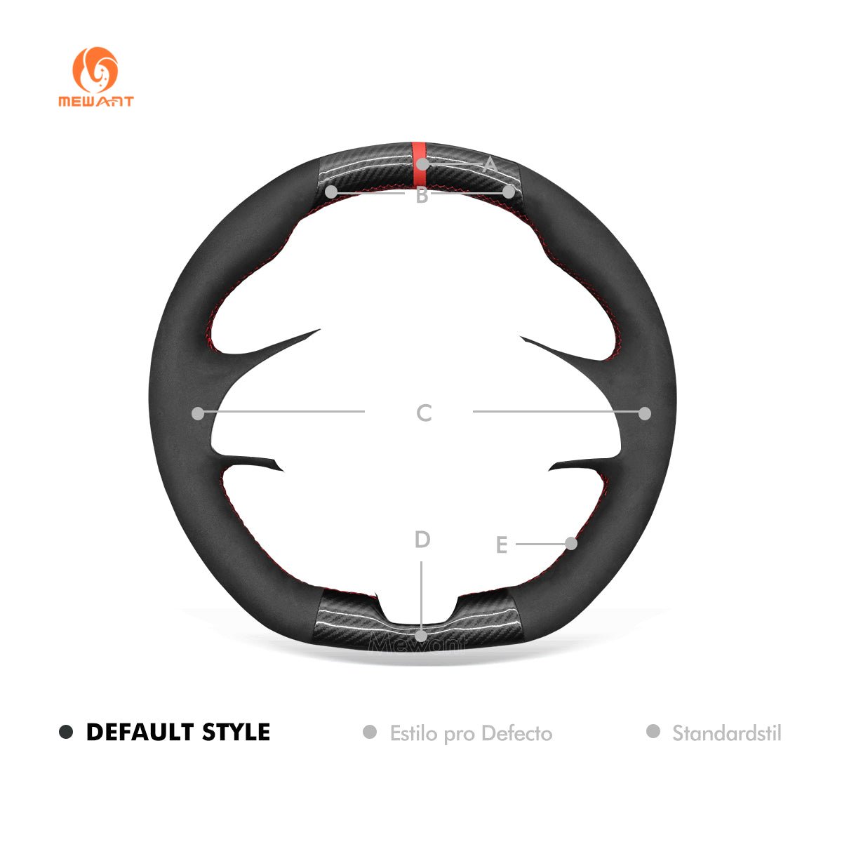 MEWANT Black Leather Car Steering Wheel Cover for Fiat Abarth 500 500C 595 595C - Alcantara, Leather, Carbon Fiber, Easy Install, Non - Slip, Best Steering Wheel Cover