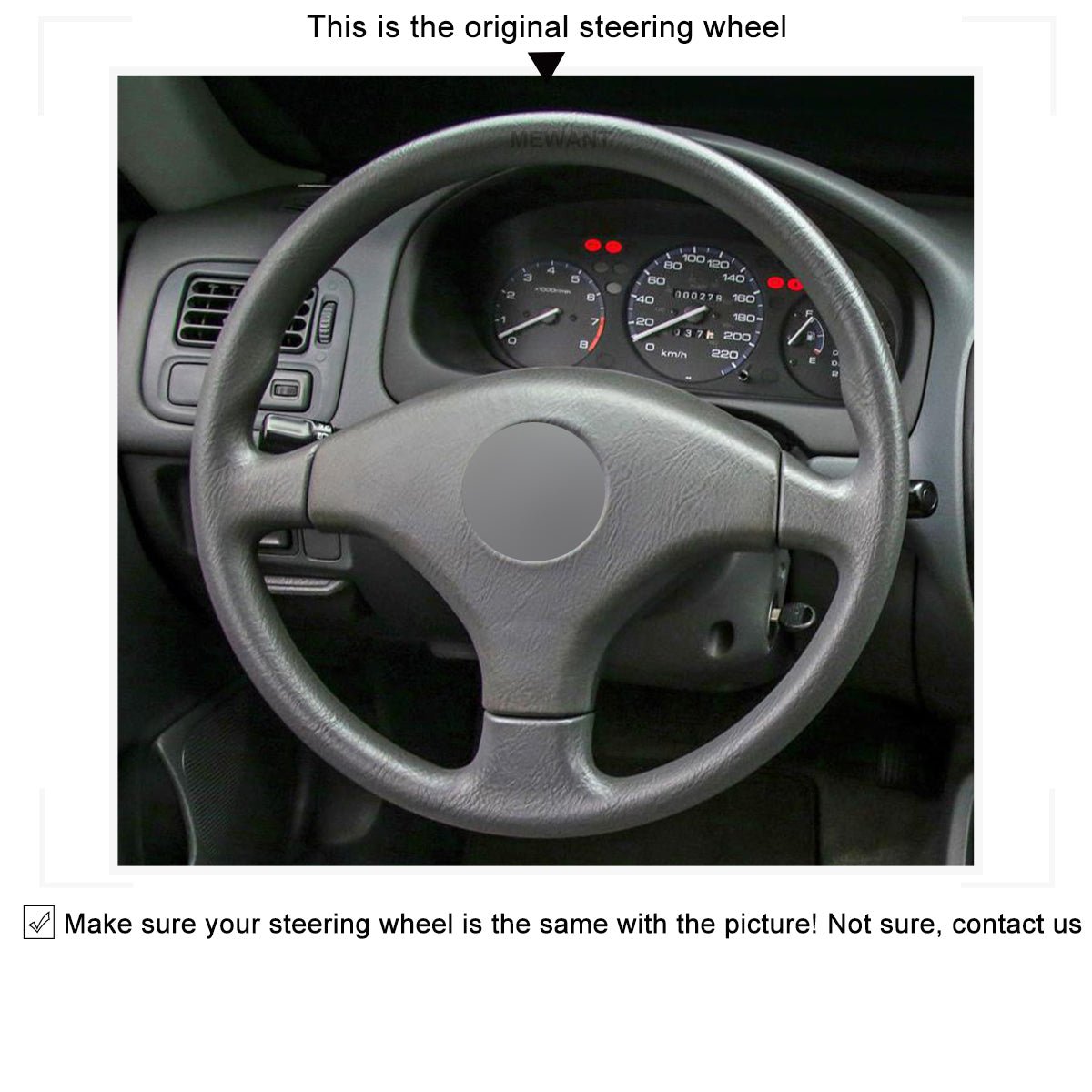 MEWANT Black Leather Car Steering Wheel Cover for Honda Civic 6 / Civic EK CTR EK3 EK4 / Civic Type R Sir EK9 1996¡§C2000 - Alcantara, Leather, Carbon Fiber, Easy Install, Non - Slip, Best Steering Wheel Cover