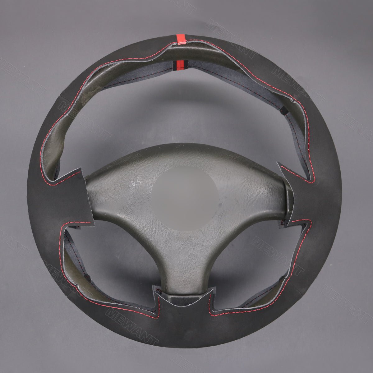 MEWANT Black Leather Car Steering Wheel Cover for Honda Civic 6 / Civic EK CTR EK3 EK4 / Civic Type R Sir EK9 1996¡§C2000 - Alcantara, Leather, Carbon Fiber, Easy Install, Non - Slip, Best Steering Wheel Cover