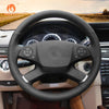 MEWANT Black Leather Car Steering Wheel Cover for Mercedes Benz E - Class W212 - Alcantara, Leather, Carbon Fiber, Easy Install, Non - Slip, Best Steering Wheel Cover